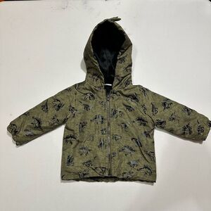 Mick Mack Dinosaur Zip up Jacket with Dinosaur Hood Green and Black| Size 12 Mon